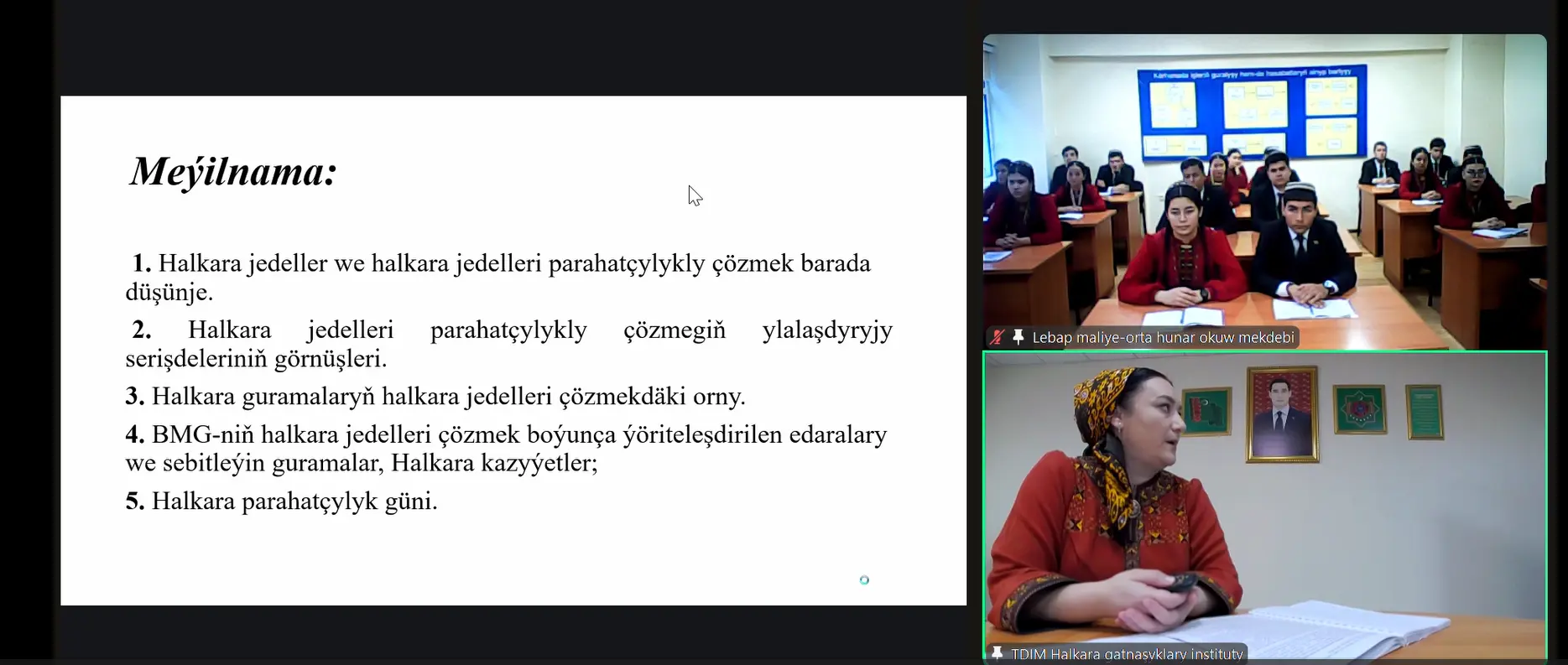 Halkara jedelleri parahatçylyk serişdeler bilen çözmek